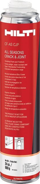 A can of Hilti CF-AS CJP all-season fireblock foam